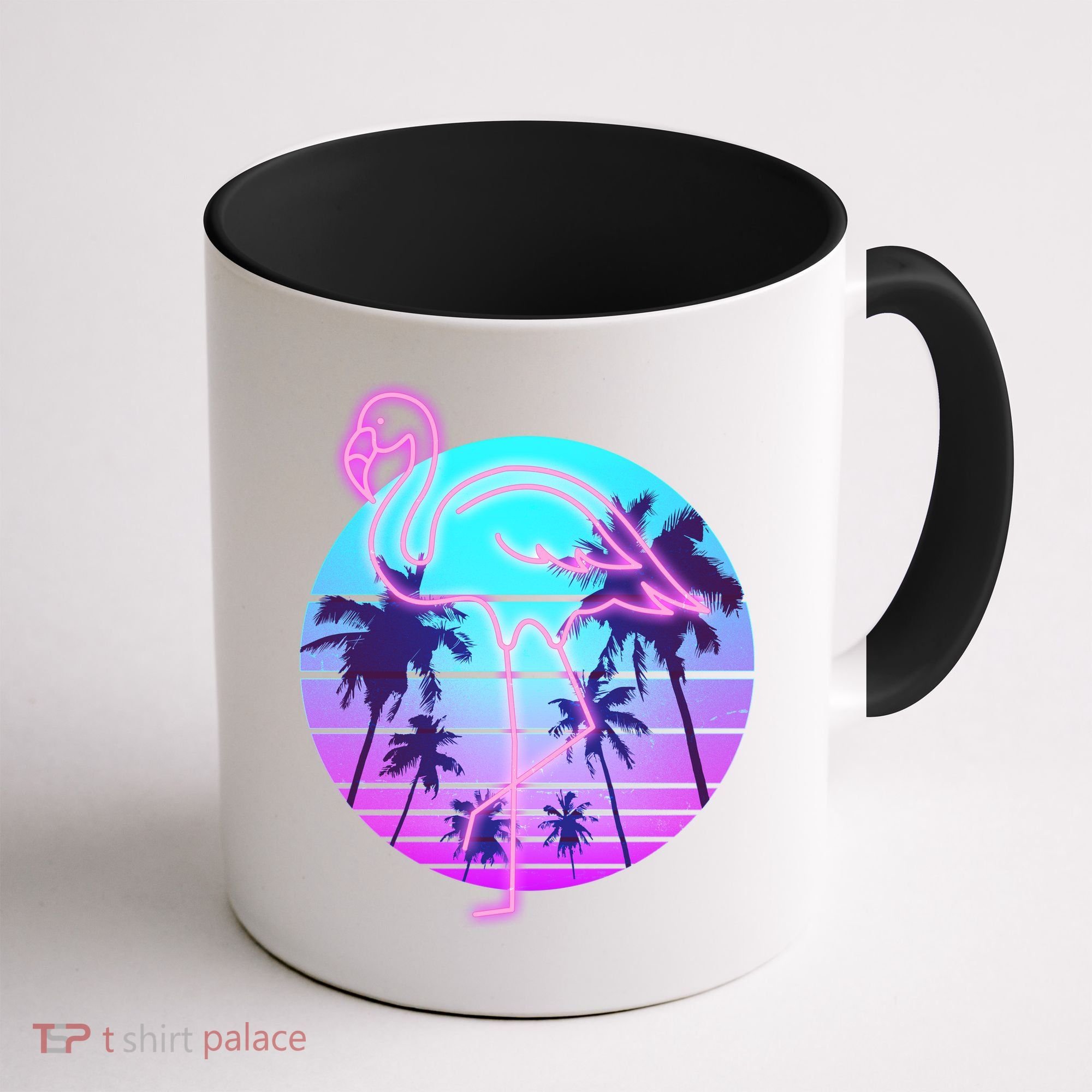 Retro Eighties 80's Neon Flamingo Emblem Coffee Mug