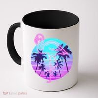 Retro Eighties 80's Neon Flamingo Emblem Coffee Mug thumb 0
