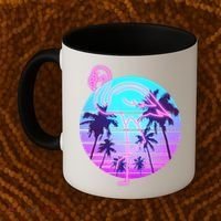 Retro Eighties 80's Neon Flamingo Emblem Coffee Mug thumb 2