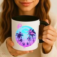 Retro Eighties 80's Neon Flamingo Emblem Coffee Mug thumb 3