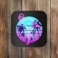 Retro Eighties 80's Neon Flamingo Emblem Coaster thumb 0
