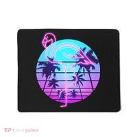 Retro Eighties 80's Neon Flamingo Emblem Mousepad thumb 0