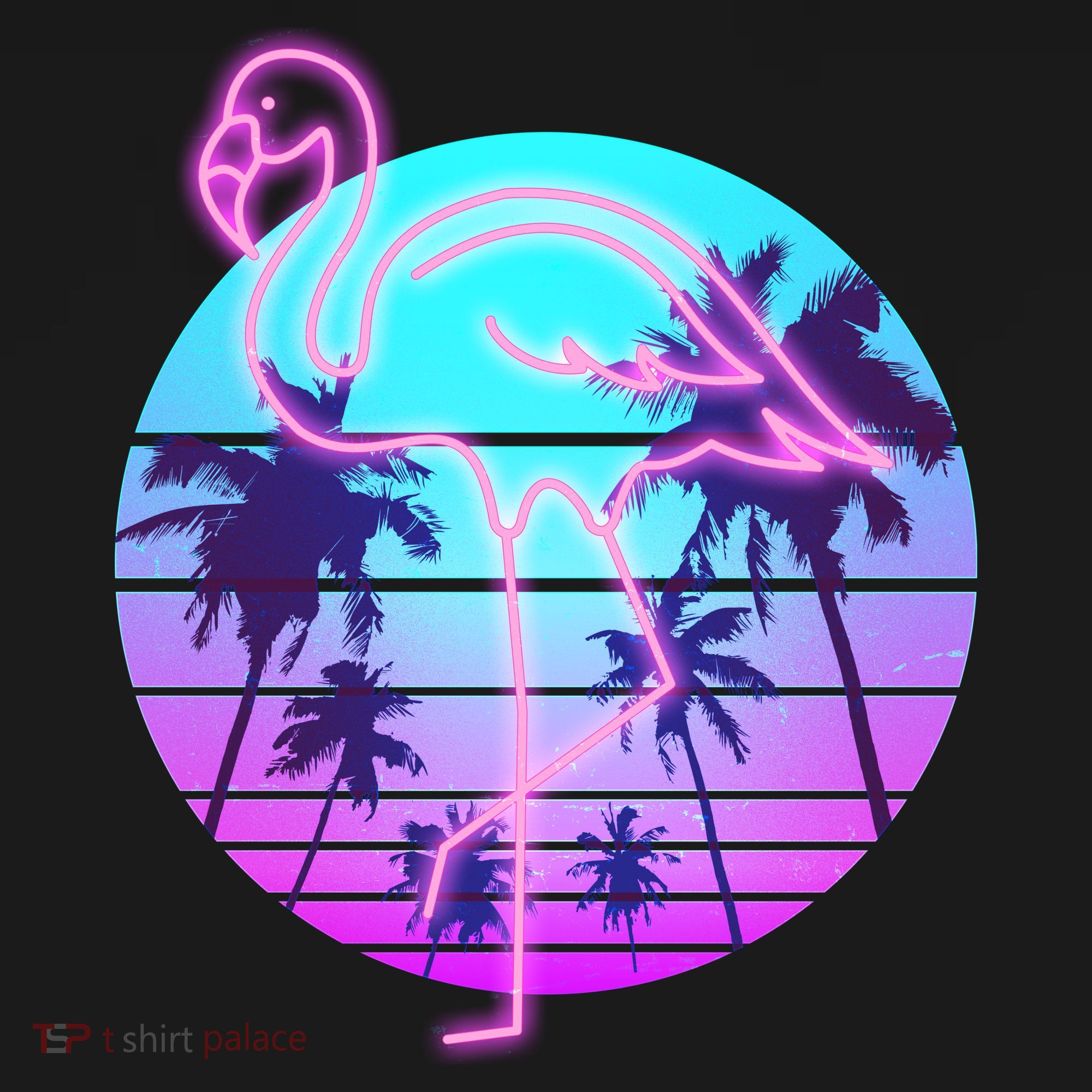 Retro Eighties 80's Neon Flamingo Emblem Women's Tank Top