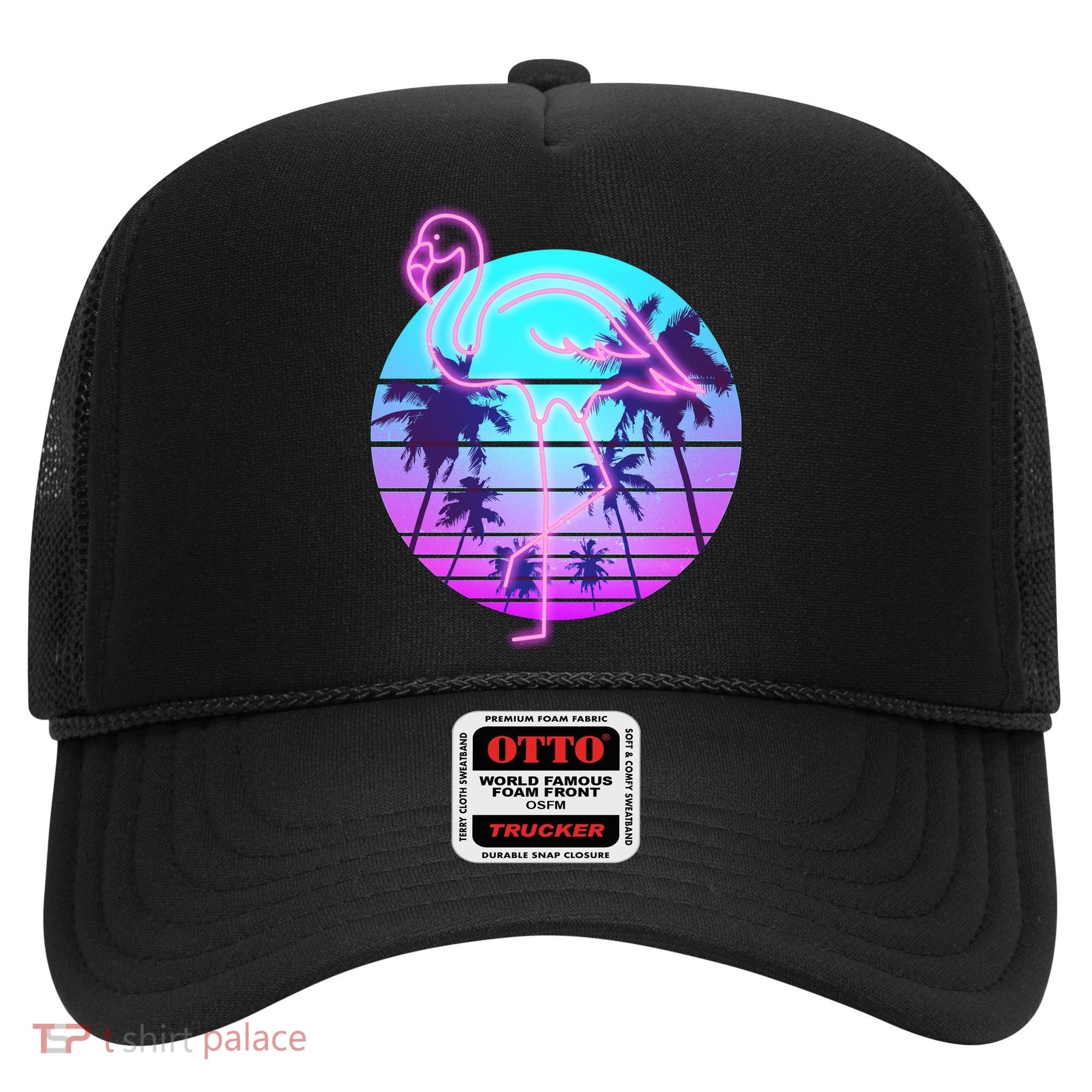 Retro Eighties 80's Neon Flamingo Emblem Hat