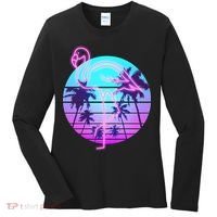 Retro Eighties 80's Neon Flamingo Emblem Women's Long Sleeve Shirt thumb 0