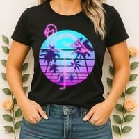 Retro Eighties 80's Neon Flamingo Emblem Women's T-Shirt thumb 2