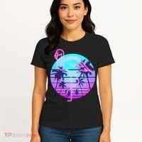 Retro Eighties 80's Neon Flamingo Emblem Women's T-Shirt thumb 4