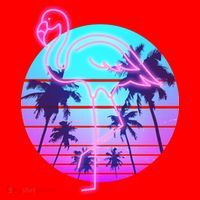 Retro Eighties 80's Neon Flamingo Emblem Santa Hat thumb 1