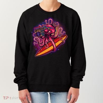 Retro Eighties 80's Surfer Octopus Women's Sweatshirt