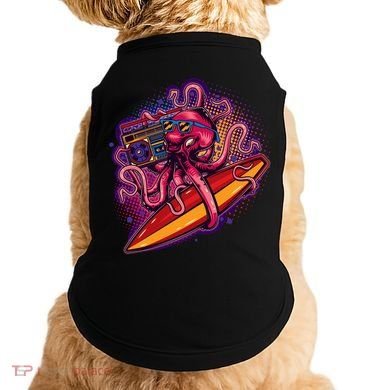 Retro Eighties 80's Surfer Octopus Doggie Tank