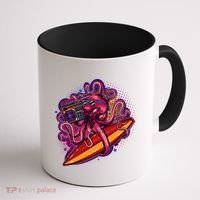 Retro Eighties 80's Surfer Octopus Coffee Mug thumb 1