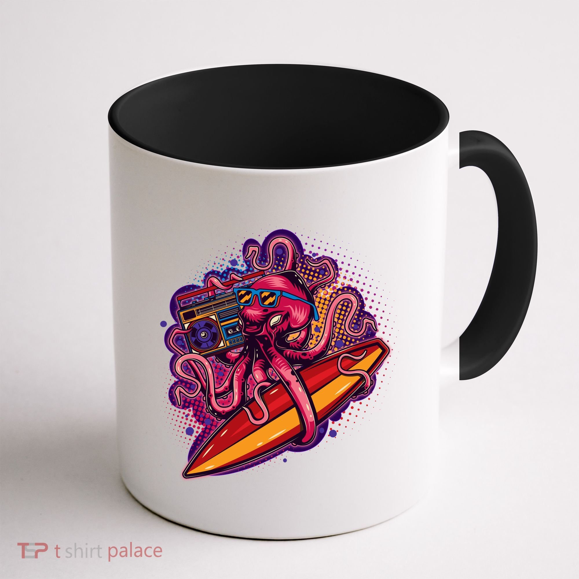 Retro Eighties 80's Surfer Octopus Coffee Mug