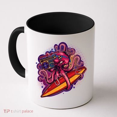 Retro Eighties 80's Surfer Octopus Coffee Mug