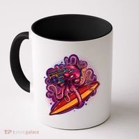 Retro Eighties 80's Surfer Octopus Coffee Mug thumb 0
