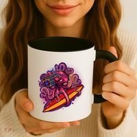 Retro Eighties 80's Surfer Octopus Coffee Mug thumb 3