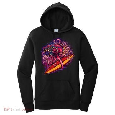 Retro Eighties 80's Surfer Octopus Women's Hoodie