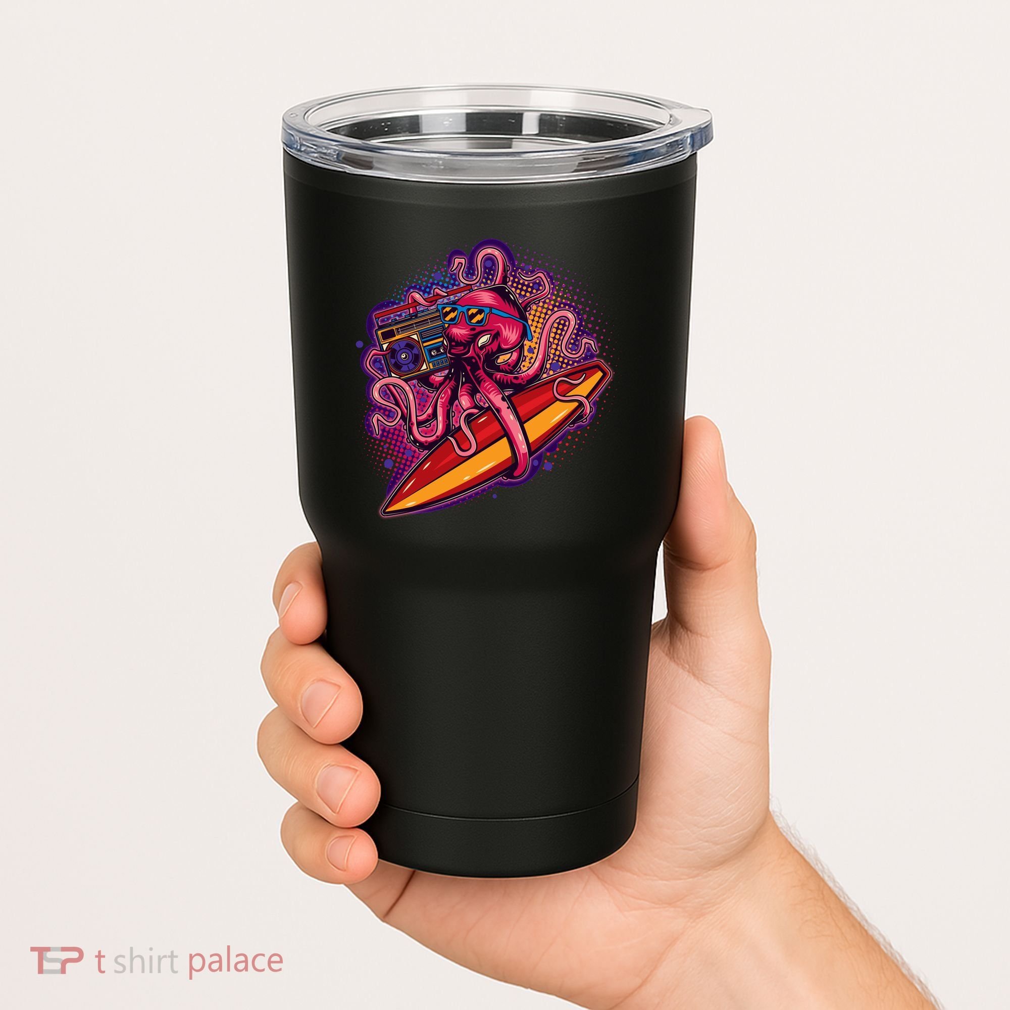 Retro Eighties 80's Surfer Octopus Tumbler
