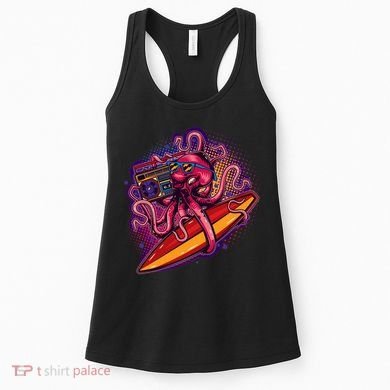 Retro Eighties 80's Surfer Octopus Women's Tank Top