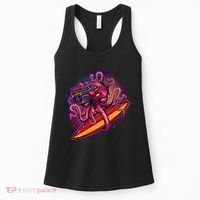 Retro Eighties 80's Surfer Octopus Women's Tank Top thumb 0