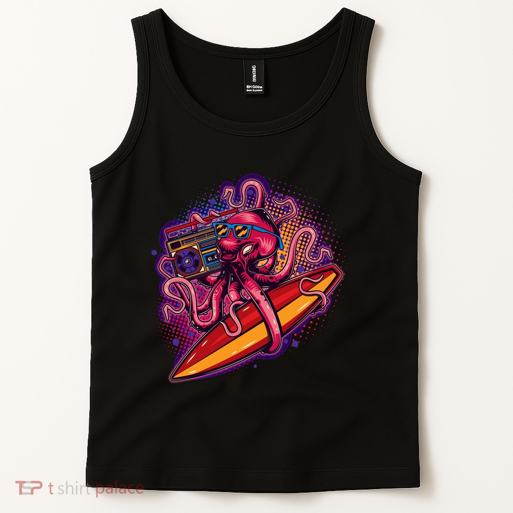 Retro Eighties 80's Surfer Octopus Tank Top