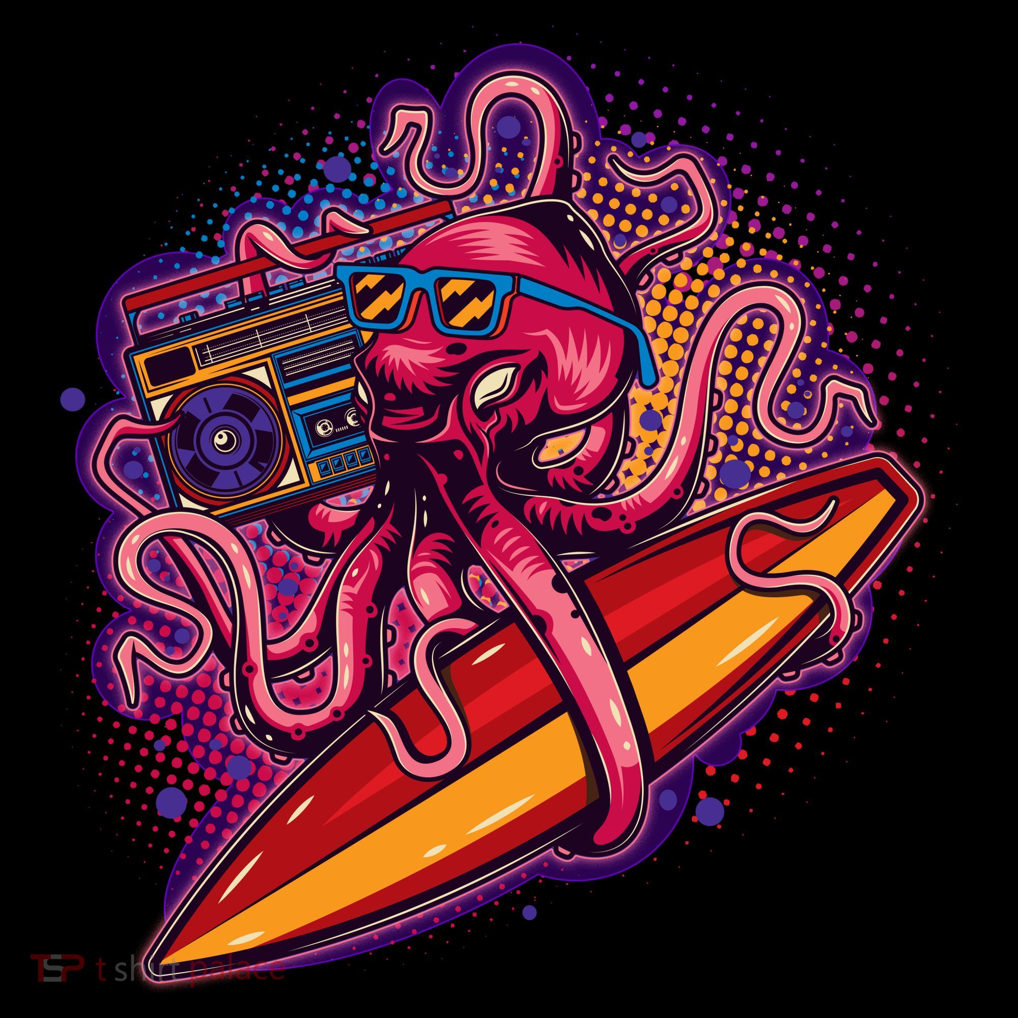 Retro Eighties 80's Surfer Octopus Tank Top