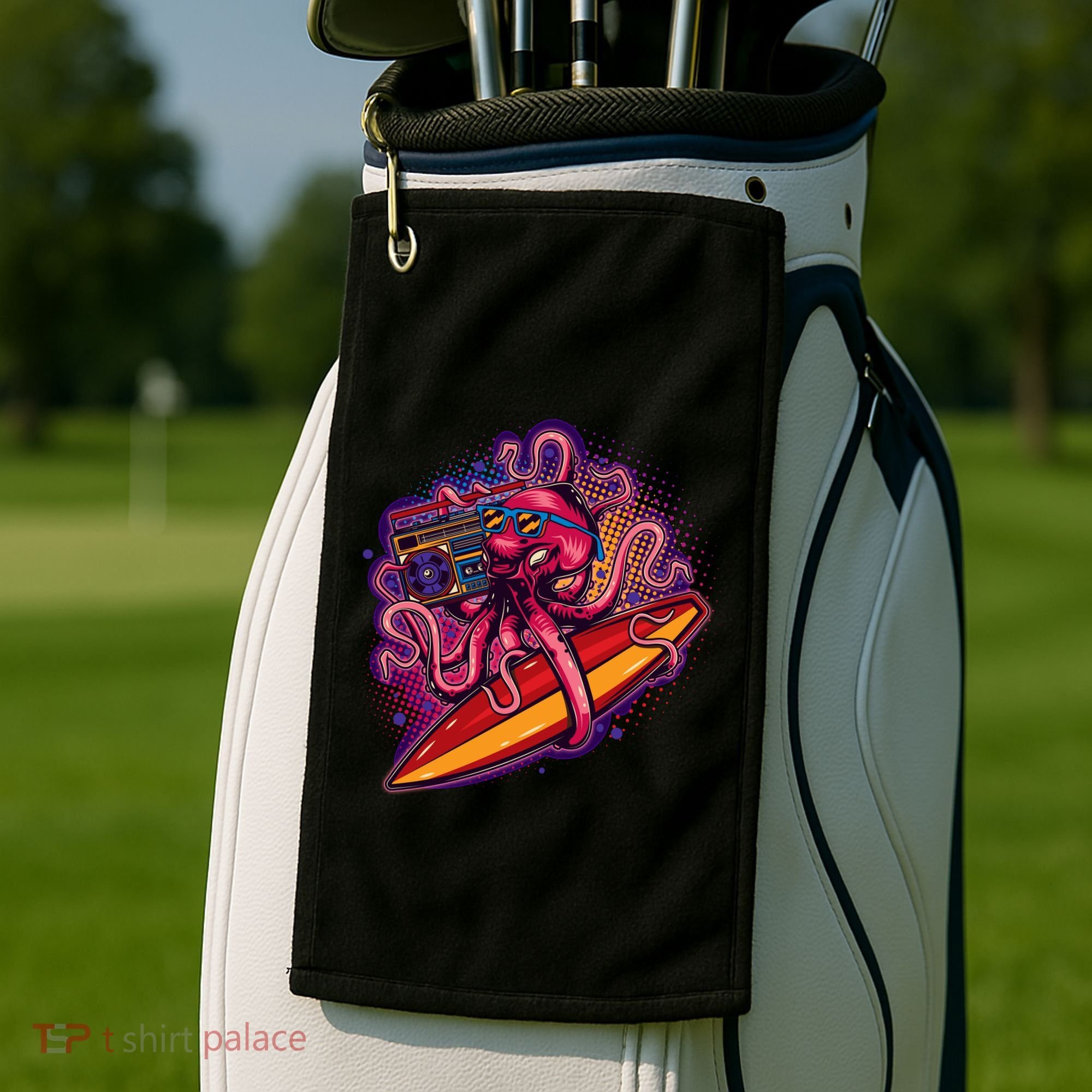 Retro Eighties 80's Surfer Octopus Golf Towel