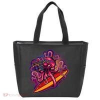 Retro Eighties 80's Surfer Octopus Tote Bag thumb 0