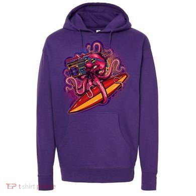 Retro Eighties 80's Surfer Octopus Hoodie
