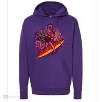 Retro Eighties 80's Surfer Octopus Hoodie thumb 0