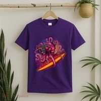 Retro Eighties 80's Surfer Octopus T-Shirt thumb 2
