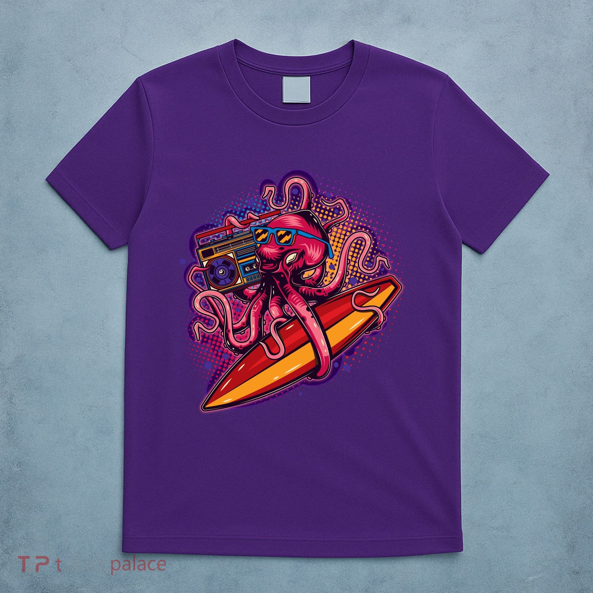 Retro Eighties 80's Surfer Octopus T-Shirt