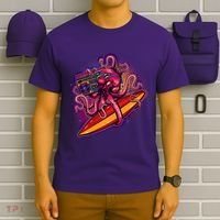 Retro Eighties 80's Surfer Octopus T-Shirt thumb 6