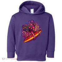 Retro Eighties 80's Surfer Octopus Toddler Hoodie thumb 0