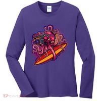 Retro Eighties 80's Surfer Octopus Women's Long Sleeve Shirt thumb 0