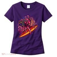Retro Eighties 80's Surfer Octopus Women's T-Shirt thumb 0