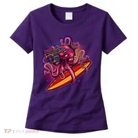Retro Eighties 80's Surfer Octopus Women's T-Shirt thumb 0