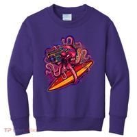 Retro Eighties 80's Surfer Octopus Kids Sweatshirt thumb 0