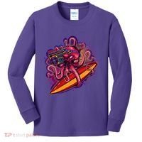 Retro Eighties 80's Surfer Octopus Kids Long Sleeve Shirt thumb 0