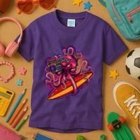 Retro Eighties 80's Surfer Octopus Kids T-Shirt thumb 3
