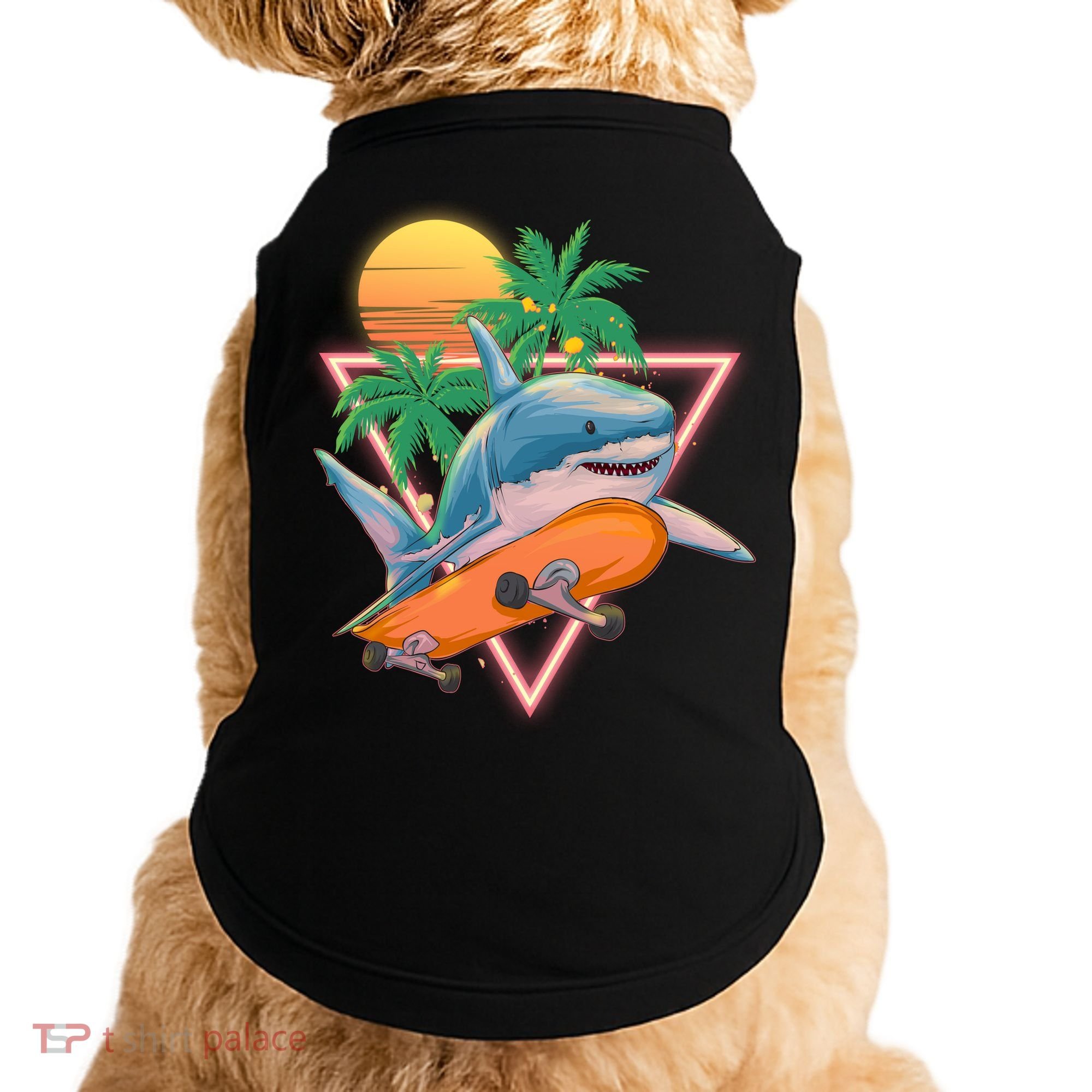 Retro Eighties 80's Skateboarding Shark Doggie Tank