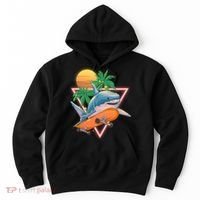 Retro Eighties 80's Skateboarding Shark Hoodie thumb 0