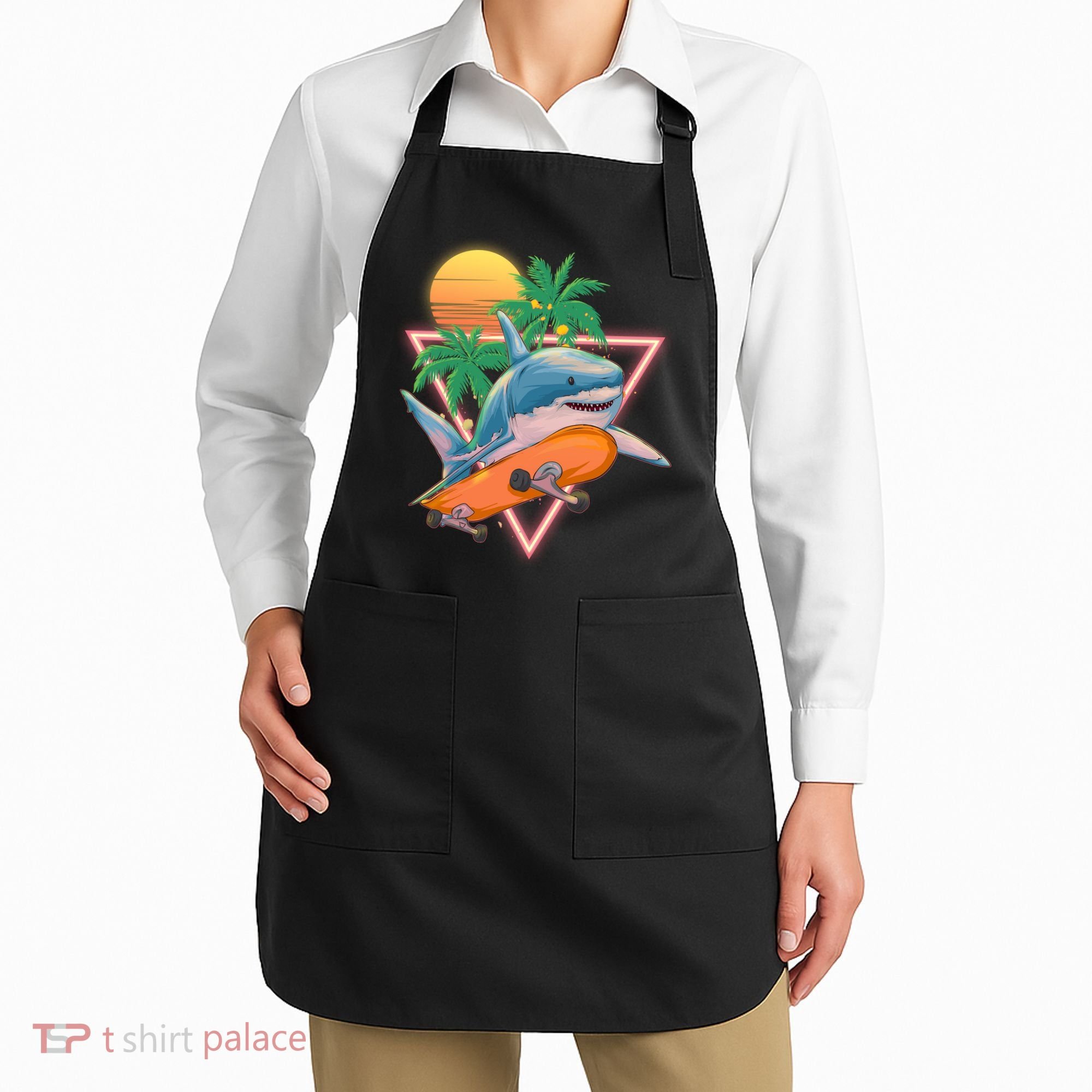 Retro Eighties 80's Skateboarding Shark Apron