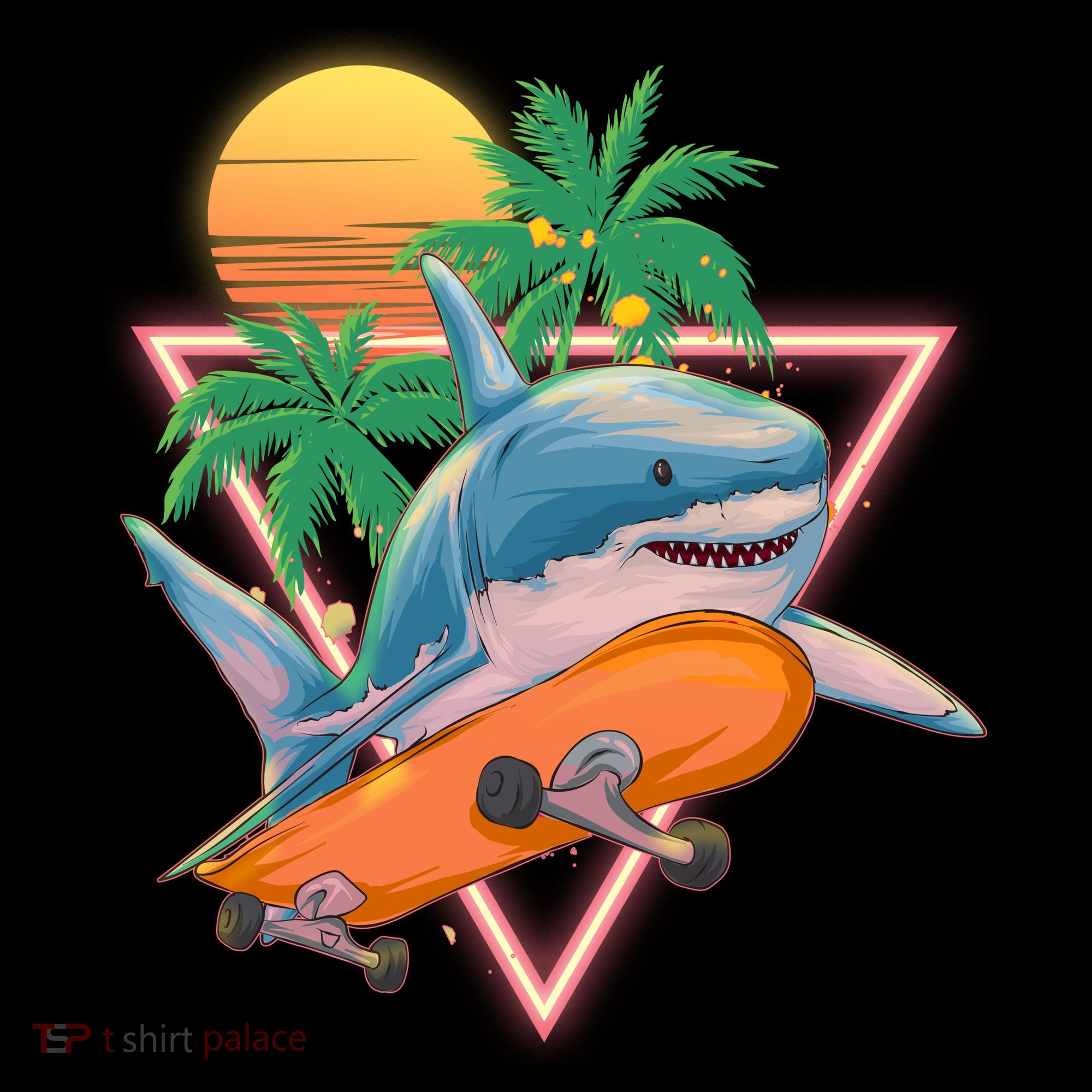 Retro Eighties 80's Skateboarding Shark Coffee Mug