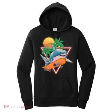 Retro Eighties 80's Skateboarding Shark Women's Hoodie