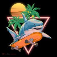 Retro Eighties 80's Skateboarding Shark Women's Hoodie thumb 2