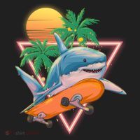 Retro Eighties 80's Skateboarding Shark Tumbler thumb 3