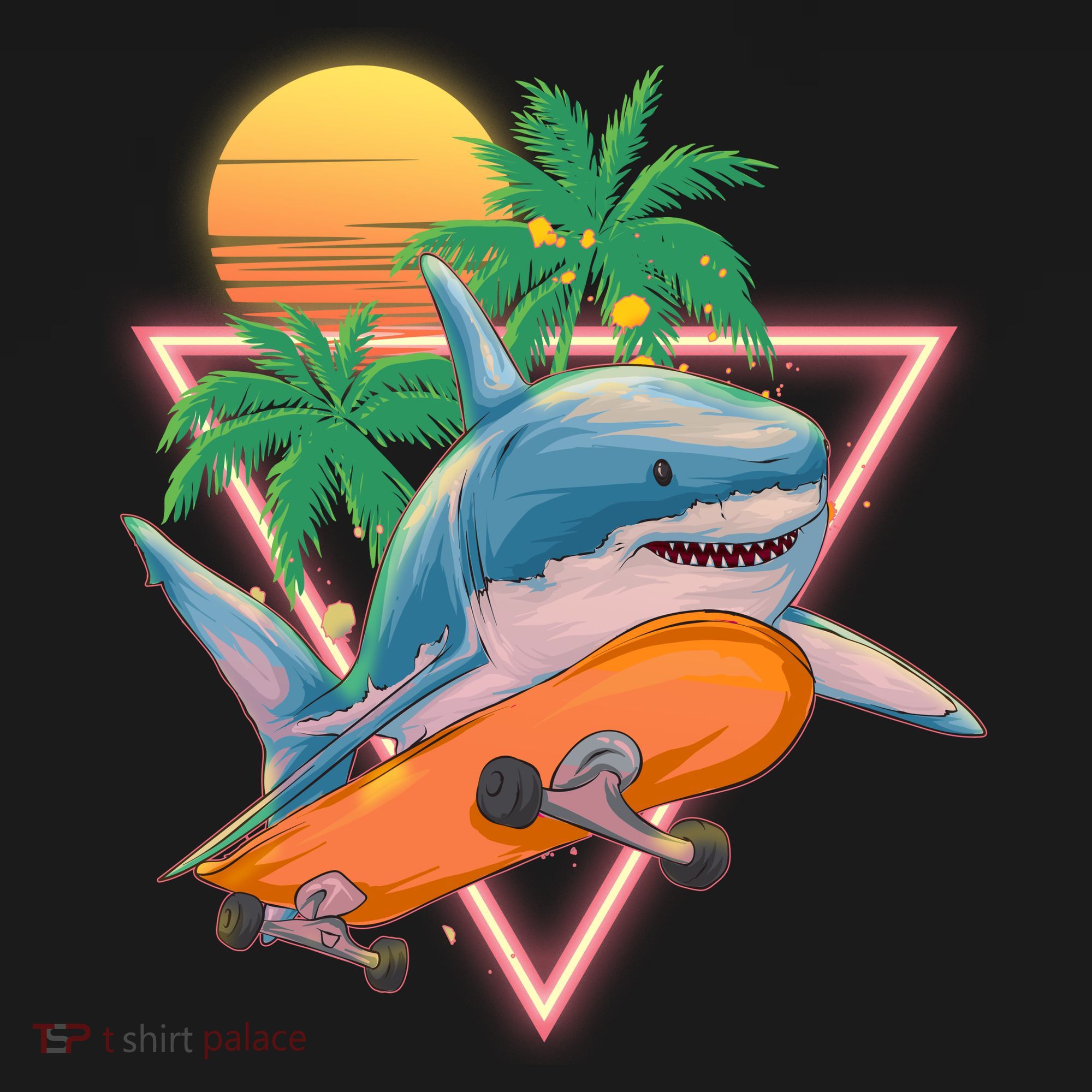 Retro Eighties 80's Skateboarding Shark Baby Bodysuit