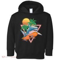 Retro Eighties 80's Skateboarding Shark Toddler Hoodie thumb 0