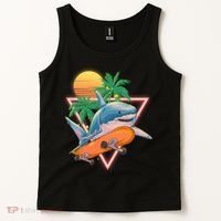 Retro Eighties 80's Skateboarding Shark Tank Top thumb 2