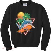 Retro Eighties 80's Skateboarding Shark Kids Sweatshirt thumb 0